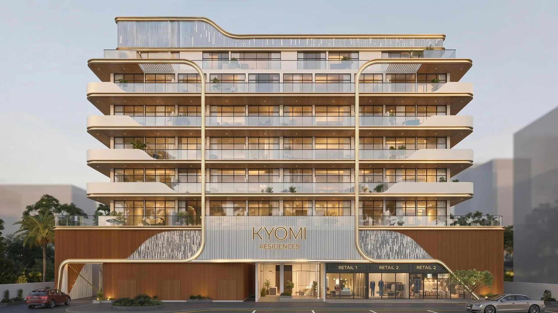 Kyomi Residence exterior facade in Warsan Fourth